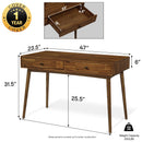 Acacia Lagom 48" Solid Wood Work Desk with Drawers for Functional Home Office by Megsu