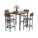 5-Piece Industrial Dining Table Set with Counter Height Table and 4 Bar Stools-Teak by DirectDeals