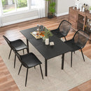 Modern Kitchen Chairs with Metal Legs Cutout Backrest Curved Seat for Dining Room Home Office-Black by LJGDeals