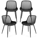 Modern Kitchen Chairs with Metal Legs Cutout Backrest Curved Seat for Dining Room Home Office-Black by LJGDeals