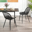 Modern Kitchen Chairs with Metal Legs Cutout Backrest Curved Seat for Dining Room Home Office-Black by LJGDeals