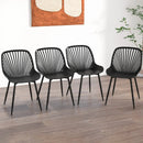 Modern Kitchen Chairs with Metal Legs Cutout Backrest Curved Seat for Dining Room Home Office-Black by LJGDeals