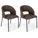 Dining Chair Set of 2 with High-density Sponge Cushion and PU Leather-Brown by LJGDeals