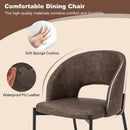 Dining Chair Set of 2 with High-density Sponge Cushion and PU Leather-Brown by LJGDeals