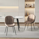 Set of 2 Armless Dining Chairs with Metal Base and Padded Seat-Coffee by LJGDeals