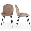 Set of 2 Armless Dining Chairs with Metal Base and Padded Seat-Coffee by LJGDeals