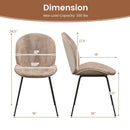 Set of 2 Armless Dining Chairs with Metal Base and Padded Seat-Coffee by LJGDeals