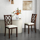 Dining Chair Set of 2 Wood Kitchen Chairs with Upholstered Seat Cushion and Rubber Wood Legs-Brown by LJGDeals
