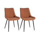 Faux-Leather Fabric Dining Chair Set of 2 with Metal Legs and Padded Seat by LJGDeals