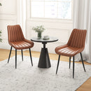 Faux-Leather Fabric Dining Chair Set of 2 with Metal Legs and Padded Seat