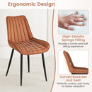 Faux-Leather Fabric Dining Chair Set of 2 with Metal Legs and Padded Seat