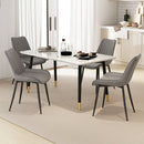Faux-Leather Fabric Dining Chair Set of 2 with Metal Legs and Padded Seat