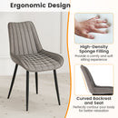 Faux-Leather Fabric Dining Chair Set of 2 with Metal Legs and Padded Seat