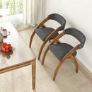 Dining Chair Set of 2 with Padded Cushion and Curved Back for Living Room-Walnut by DirectDeals