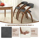 Dining Chair Set of 2 with Padded Cushion and Curved Back for Living Room-Walnut by DirectDeals