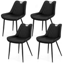Dining Chair Set of 4 Faux Leather Upholstered Kitchen Chairs with Metal Legs by LJGDeals