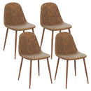 Dining Chair Set of 4 Faux PU Leather Upholstered Kitchen Chairs with Metal Legs-Brown by LJGDeals