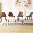 Dining Chair Set of 4 Faux PU Leather Upholstered Kitchen Chairs with Metal Legs-Brown by DirectDeals