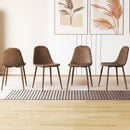 Dining Chair Set of 4 Faux PU Leather Upholstered Kitchen Chairs with Metal Legs-Brown by LJGDeals