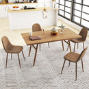 Dining Chair Set of 4 Faux PU Leather Upholstered Kitchen Chairs with Metal Legs-Brown by LJGDeals