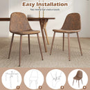 Dining Chair Set of 4 Faux PU Leather Upholstered Kitchen Chairs with Metal Legs-Brown by DirectDeals