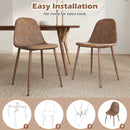 Dining Chair Set of 4 Faux PU Leather Upholstered Kitchen Chairs with Metal Legs-Brown by LJGDeals