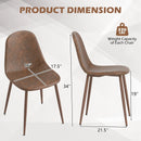 Dining Chair Set of 4 Faux PU Leather Upholstered Kitchen Chairs with Metal Legs-Brown by LJGDeals