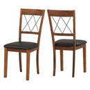 Dining Chair Set of 2 Fabric Upholstered Kitchen Armless Chairs with Rubber Wood Frame-Walnut by LJGDeals