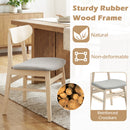 Dining Chair Set of 2 Fabric Upholstered Kitchen Armless Chairs-Natural