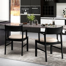 Dining Chair with Contoured Backrest and Padded Seat Set of 2-Beige
