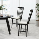 Dining Chairs Set of 2 Farmhouse Solid Rubber Wood Windsor Chairs with Removable Seat Cushions-Black