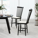 Dining Chairs Set of 2 Farmhouse Solid Rubber Wood Windsor Chairs with Removable Seat Cushions-Black by LJGDeals