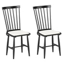 Dining Chairs Set of 2 Farmhouse Solid Rubber Wood Windsor Chairs with Removable Seat Cushions-Black by LJGDeals