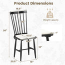 Dining Chairs Set of 2 Farmhouse Solid Rubber Wood Windsor Chairs with Removable Seat Cushions-Black by LJGDeals