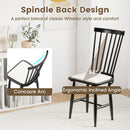 Dining Chairs Set of 2 Farmhouse Solid Rubber Wood Windsor Chairs with Removable Seat Cushions-Black by LJGDeals
