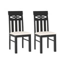 Dining Chairs Set of 2 High Back Dining Room Chairs with Padded Seat and Rubber Wood Frame-Black by LJGDeals