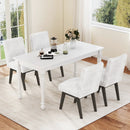 Dining Chairs Set of 2 Fabric Upholstered Kitchen Chairs with Padded Seatand Rubber Wood Legs-White+Grey by LJGDeals