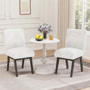 Dining Chairs Set of 2 Fabric Upholstered Kitchen Chairs with Padded Seatand Rubber Wood Legs-White+Grey by LJGDeals