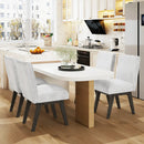 Dining Chairs Set of 2 Fabric Upholstered Kitchen Chairs with Padded Seatand Rubber Wood Legs-White+Grey by LJGDeals