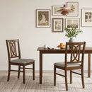 Dining Chairs Set of 2 Rubber Wood Dining Room Chairs with Hollowed Backrest-Walnut by LJGDeals