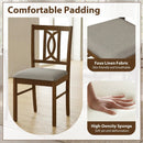 Dining Chairs Set of 2 Rubber Wood Dining Room Chairs with Hollowed Backrest-Walnut by LJGDeals
