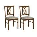 Dining Chairs Set of 2 Rubber Wood Dining Room Chairs with Hollowed Backrest-Walnut by LJGDeals