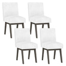 Dining Chairs Set of 4 Fabric Upholstered Kitchen Chairs with Padded Seat and Rubber Wood Legs-White+Gray by LJGDeals
