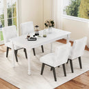 Dining Chairs Set of 4 Fabric Upholstered Kitchen Chairs with Padded Seat and Rubber Wood Legs-White+Gray by LJGDeals