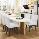 Dining Chairs Set of 4 Fabric Upholstered Kitchen Chairs with Padded Seat and Rubber Wood Legs-White+Gray by LJGDeals