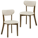 Dining Chairs Set of 2 Upholstered Mid-Back Chairs with Solid Rubber Wood Frame by LJGDeals