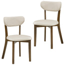 Dining Chairs Set of 2 Upholstered Mid-Back Chairs with Solid Rubber Wood Frame