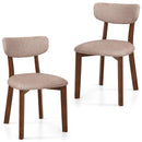 Dining Chairs Set of 2 Upholstered Mid-Back Chairs with Solid Rubber Wood Frame