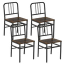 Dining Chairs Set of 4 with Slatted Backrest & Metal Frame