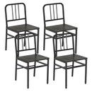 Dining Chairs Set of 4 with Slatted Backrest & Metal Frame